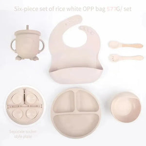 Conjunto de Refeição Infantil com 6 Peças de Silicone - Loja Mimoslife