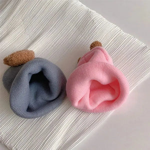 Gorro de Tricô para Bebês com Urso de Desenho - Loja Mimoslife