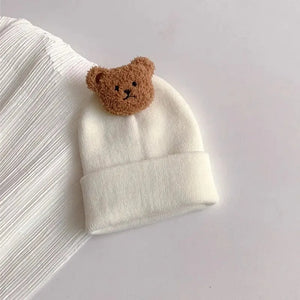 Gorro de Tricô para Bebês com Urso de Desenho - Loja Mimoslife