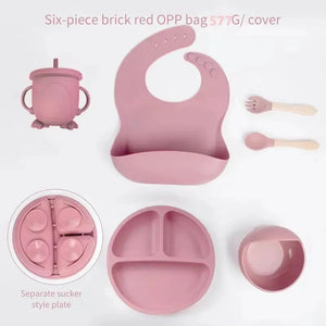 Conjunto de Refeição Infantil com 6 Peças de Silicone - Loja Mimoslife