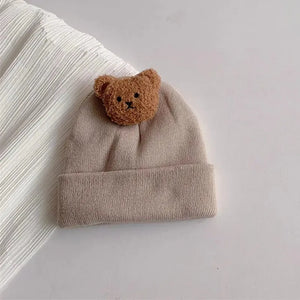 Gorro de Tricô para Bebês com Urso de Desenho - Loja Mimoslife
