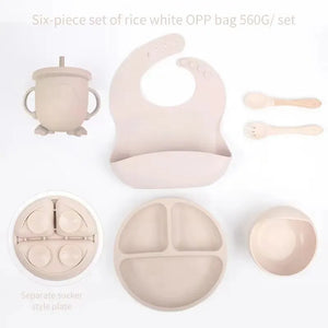 Conjunto de Refeição Infantil com 6 Peças de Silicone - Loja Mimoslife