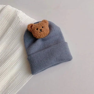 Gorro de Tricô para Bebês com Urso de Desenho - Loja Mimoslife