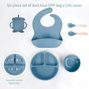 Conjunto de Refeição Infantil com 6 Peças de Silicone - Loja Mimoslife