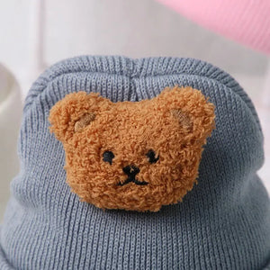Gorro de Tricô para Bebês com Urso de Desenho - Loja Mimoslife