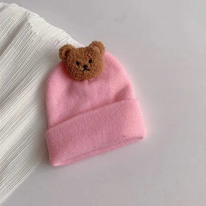 Gorro de Tricô para Bebês com Urso de Desenho - Loja Mimoslife