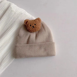 Gorro de Tricô para Bebês com Urso de Desenho - Loja Mimoslife