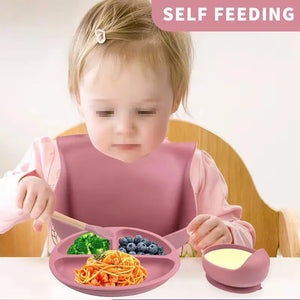 Conjunto de Refeição Infantil com 6 Peças de Silicone - Loja Mimoslife