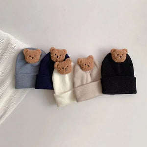Gorro de Tricô para Bebês com Urso de Desenho - Loja Mimoslife