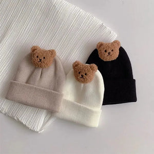 Gorro de Tricô para Bebês com Urso de Desenho - Loja Mimoslife